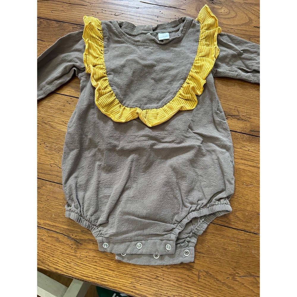 little sun brown bubble with yellow ruffle girl's 2t